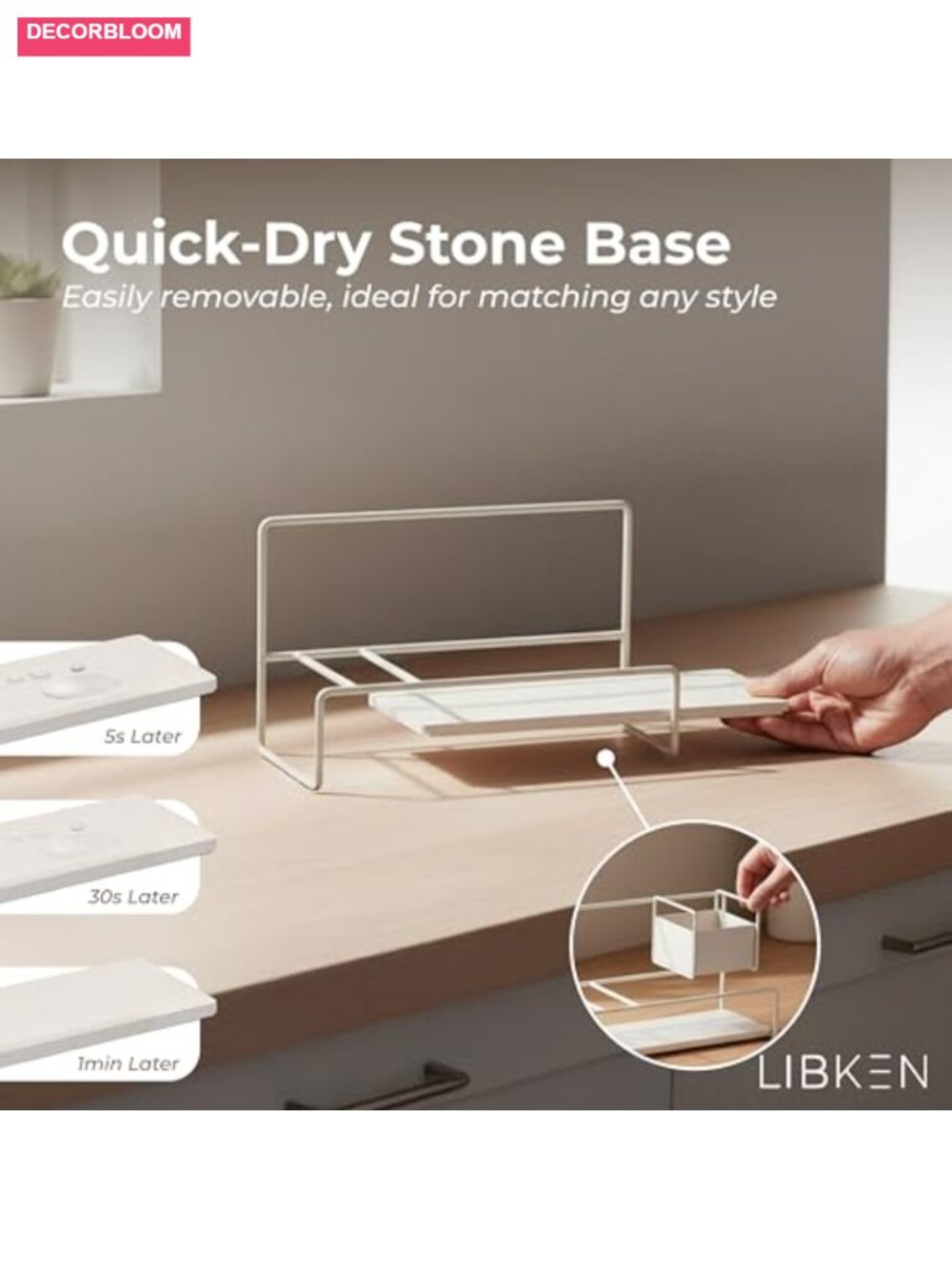 Powder Coated Metal Sponge Holder with Drying Stone for Kitchen Sink - Picture 4 of 5